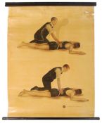 ORIGINAL 1920'S RESPIRATION MEDICAL POSTER ILLUSTRATED BY J. TECK