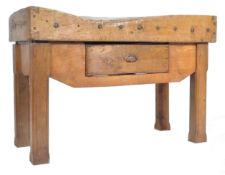 ANTIQUE VINTAGE MAPLE WOOD BUTCHER'S BLOCK AND OAK STAND