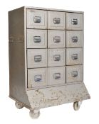 VINTAGE INDUSTRIAL BANKERS METAL INDEX FILING CABINET