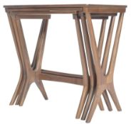 CONTEMPORARY SOLID WALNUT ' X ' FRAMED NEST OF TABLES