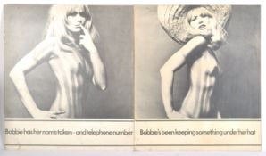 PAIR OF RETRO 1950'S MODEL WALL POSTER OF NUDE BODY PAINT MODEL