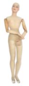 EARLY 20TH CENTURY PLASTER AND WOOD ADJUSTABLE SHOPS MANNEQUIN