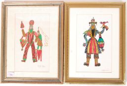 A PAIR OF ABSTRACT PAINTINGS OF FIGURES BY ODETTE SPIER