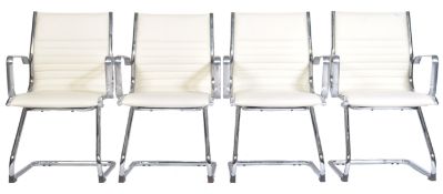 CHROME CANTILEVER DINING CHAIRS INSPIRED BY EAMES EA 118 MODEL