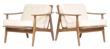 RETRO VINTAGE PAIR OF ARMCHAIRS IN THE MANNER OF HANS WEGNER GE-233
