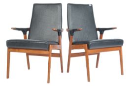 RETRO SCANDINAVIAN TEAK WOOD CARVER ARMCHAIRS