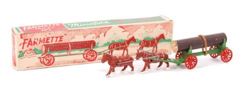RARE VINTAGE MOKO MADE ' FARMETTE SERIES ' LOG WAGON DIECAST