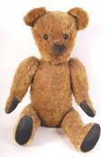 ANTIQUE ENGLISH TEDDY BEAR - GLASS EYES, SHAPED HEAD ETC