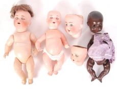 ASSORTED ANTIQUE BISQUE HEADED DOLLS & PARTS
