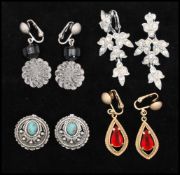 1960s signed Sarah coventry pairs of earrings x 4. Longest length 2 inches.