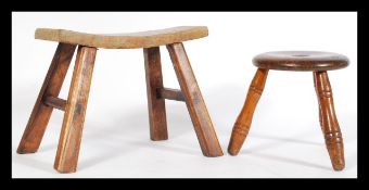 A  Chinese elm stool with a rectangular top on spl