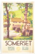 ORIGINAL GWR RAILWAY TRAVEL POSTER OF SOMERSET BY