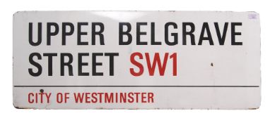 ENAMEL LONDON STREET SIGN UPPER BELGRAVE STREET