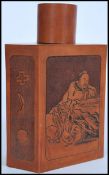A 19th century carved Chinese wooden tea caddy of