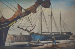 EDWARD BOUVERIE HOYTON (1900-1988) AQUATINT ENGRAVING OF THE KATHLEEN AND MAY OF BIDEFORD