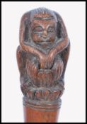 19TH CENTURY AFRICAN CARVED TRIBAL POMMEL WALKING STICK CANE