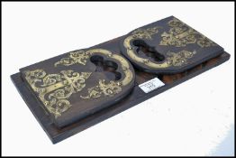 19TH CENTURY VICTORIAN COROMANDEL AND BRASS BOOK SLIDE TROUGH