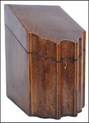 GEORGE III 18TH CENTURY MAHOGANY INLAID SERPENTINE KNIFE BOX