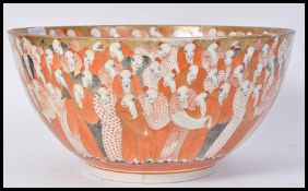 19TH CENTURY JAPANESE MEIJI PERIOD LARGE KUTANI FOOTED PUNCH BOWL