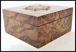 19TH CENTURY FIGURED BURR WALNUT LADIES JEWELLERY BOX CHEST