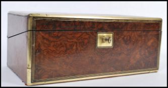 19TH CENTURY GEORGE III WALNUT & BRASS BOUND WRITING SLOPE