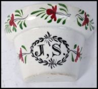 18TH CENTURY STAFFORDSHIRE BIRD FEEDER TROUGH WALL MOUNTED PLANT POT