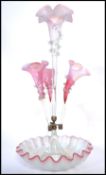 VICTORIAN CRANBERRY & RUBY GLASS VASELINE GLASS EPERGNE CENTREPIECE