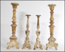 17TH CENTURY PAINTED WOODEN ITALIAN RENAISSANCE CANDLESTICKS
