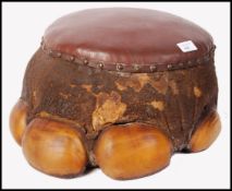 LARGE 19TH CENTURY VICTORIAN TAXIDERMY ELEPHANTS FOOT - FOOTSTOOL