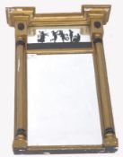 19TH CENTURY REGENCY GILT WOOD PIER MIRROR - SILHOUETTE DANCERS