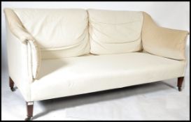 HOWARD & SON LATE VICTORIAN MAHOGANY TWO SEAT SOFA SETTEE