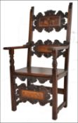 17TH CENTURY ITALIAN WALNUT AND MARQUETRY INLAID ARMCHAIR