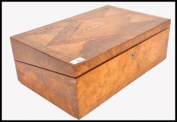 19TH CENTURY GEORGE III SPECIMEN VENEER WOOD WRITING SLOPE BOX