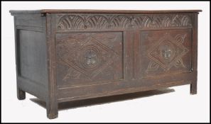 A 17TH CENTURY NORTH COUNTRY YORKSHIRE OAK COFFER CHEST BOX