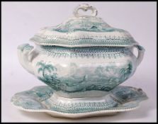 19TH CENTURY GRANITE WARE PALESTINE STAFFORDSHIRE TUREEN & STAND