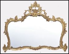 STUNNING 19TH CENTURY GILT WOOD CARVED OVERMANTEL MIRROR