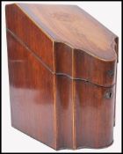 19TH CENTURY GEORGE III MAHOGANY INLAID SERPENTINE SHAPED KNIFE BOX