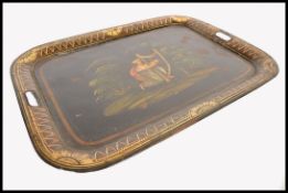LATE 18TH CENTURY GEORGE III PONTYPOOL JAPANNED HANDPAINTED TRAY