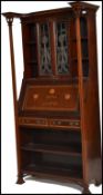 ARTS & CRAFTS SHAPLAND & PETTER INLAID MAHOGANY BUREAU BOOKCASE