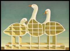 PETER VON ARTENS (1937-2003) OIL ON CANVAS ABSTRACT STUDY OF GEESE