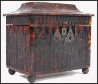 A 19TH CENTURY GEORGE III TORTOISESHELL & SILVER TEA CADDY BOX