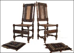 PAIR OF 17TH CENTURY COUNTRY OAK BARLEY TWIST DINING CHAIRS