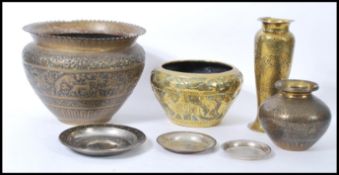 A group of Persian / Islamic copper and brass wares dating from the 19th century to include large