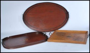 Two late 19th Century Victorian inlaid butlers mahogany tray's / tray. Both fitted with brass