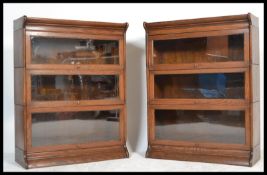 A pair of  early 20th Century Globe Wernicke mahogany floor standing three sectional glazed