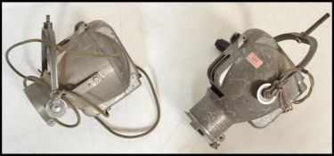 A pair of vintage 20th Century theatre / stage lights possibly by strand lighting of usual form,