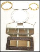 A good collection of vintage 20th mirrors to include a Regency Revival Brass Convex, framless Art