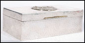 A 20th century James Dixon & Sons Cornish silver plated pewter cedar wooden lined cigarette box