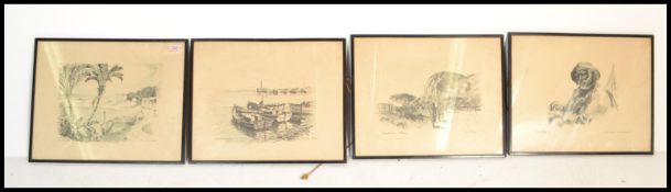 A collection of 4 unusual framed and glazed prints to include examples of Kalk Bar Harbour, South