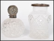 Two silver hallmarked and cut glass items to include a 19th century Victorian globular perfume